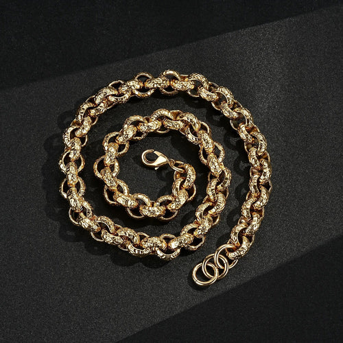 15mm 9ct Gold Filled Pattern Leopard Print Belcher Chain