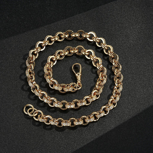 Luxury 10mm Gold Alternate Pattern Belcher Chain with Albert Clasp