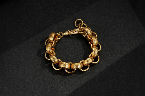 Gold 20mm 8 Inch Ornate Belcher Bracelet