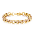 New 8mm Gold Belcher Bracelet with Pink Stones – 6 Inches