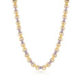 New 10mm Women's Two-Tone Gold & Silver Pink Gypsy Link Chain – 24 Inches