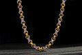 New 10mm Women's Two-Tone Gold & Silver Pink Gypsy Link Chain – 24 Inches