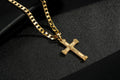 New Heavy Gold Jesus Cross Crucifix Pendant with Stones 22 Inch 6mm Cuban Chain