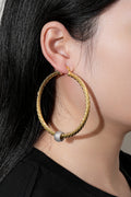 Premium 9ct Gold Filled 68mm Twist Hoop Earrings with Disco Ball