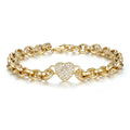 Crystal Single Heart Charm Belcher Bracelet for Women