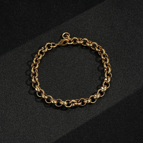 New Luxury Kids or Womans 8mm Gold Filled & Bonded Diamond Cut Pattern Belcher Bracelet - Durable