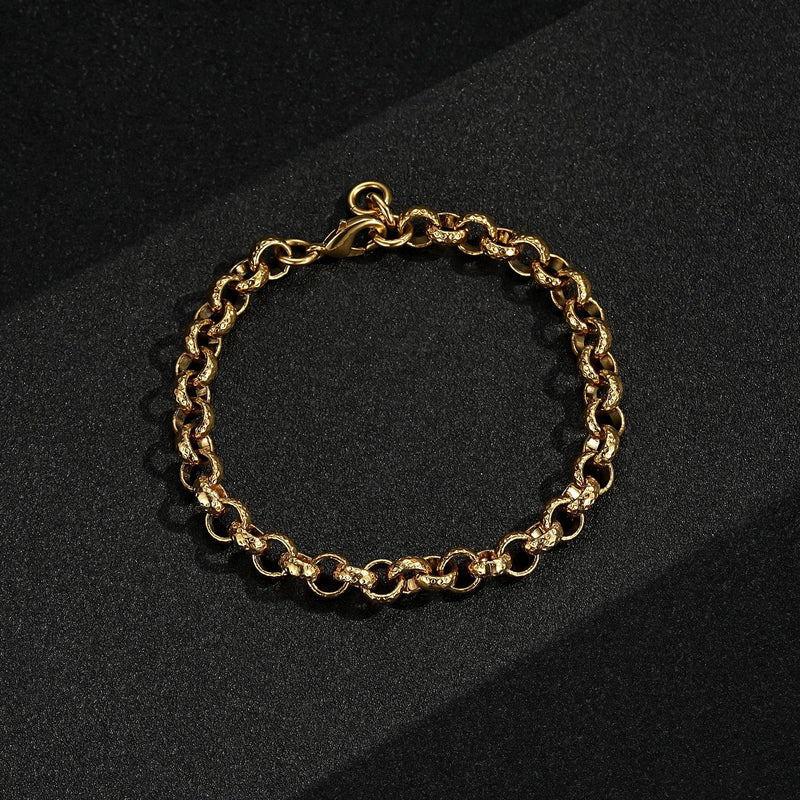 New Luxury Kids or Womans 8mm Gold Filled & Bonded Diamond Cut Pattern Belcher Bracelet - Durable