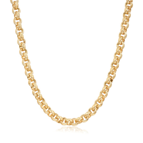 New 9mm Gold Lined Pattern Belcher Chain - Available in 22 Inches and 24 Inches