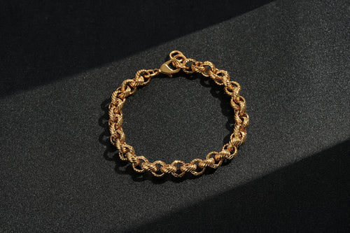 9mm Gold Lined Pattern Belcher Bracelet – 9 Inches