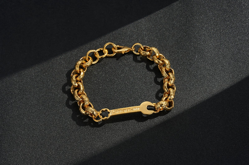 Gold 8mm Spanner Belcher Bracelet