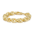 New Luxury 9ct Gold Plated 12mm 3D Tulip Bracelet With Albert Clasp