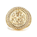 New Gold St George Dragon Slayer Sovereign Adjustable Ring