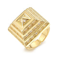 Waterproof XXL Gold Pyramid Adjustable Ring with Stones