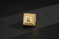 Waterproof XXL Gold Pyramid Adjustable Ring with Stones