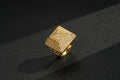 Waterproof XXL Gold Pyramid Adjustable Ring with Stones