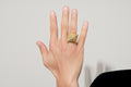 Waterproof XXL Gold Pyramid Adjustable Ring with Stones