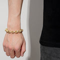 New Luxury 9ct Gold Plated 12mm 3D Tulip Bracelet With Albert Clasp