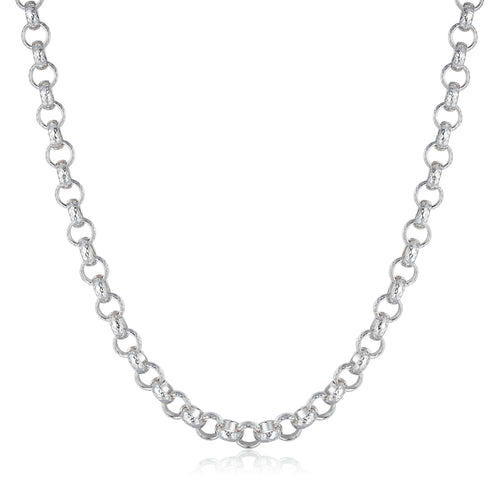 8mm Silver Diamond Cut Pattern Belcher Chain