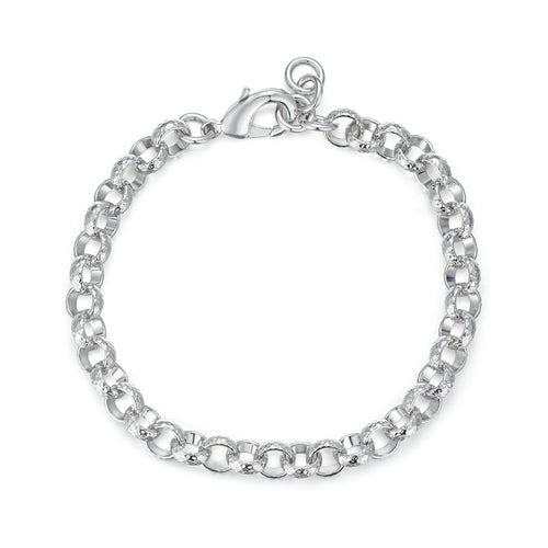 New 8mm Silver Diamond Cut Pattern Belcher Bracelet - 8 Inch