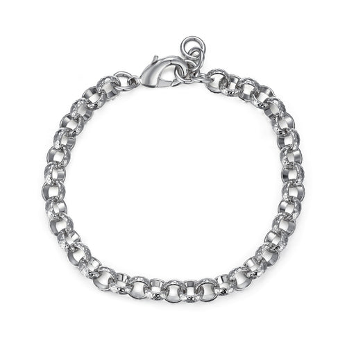 New 9mm Silver Filled Diamond Cut Patterned Belcher Bracelet 6 Inch