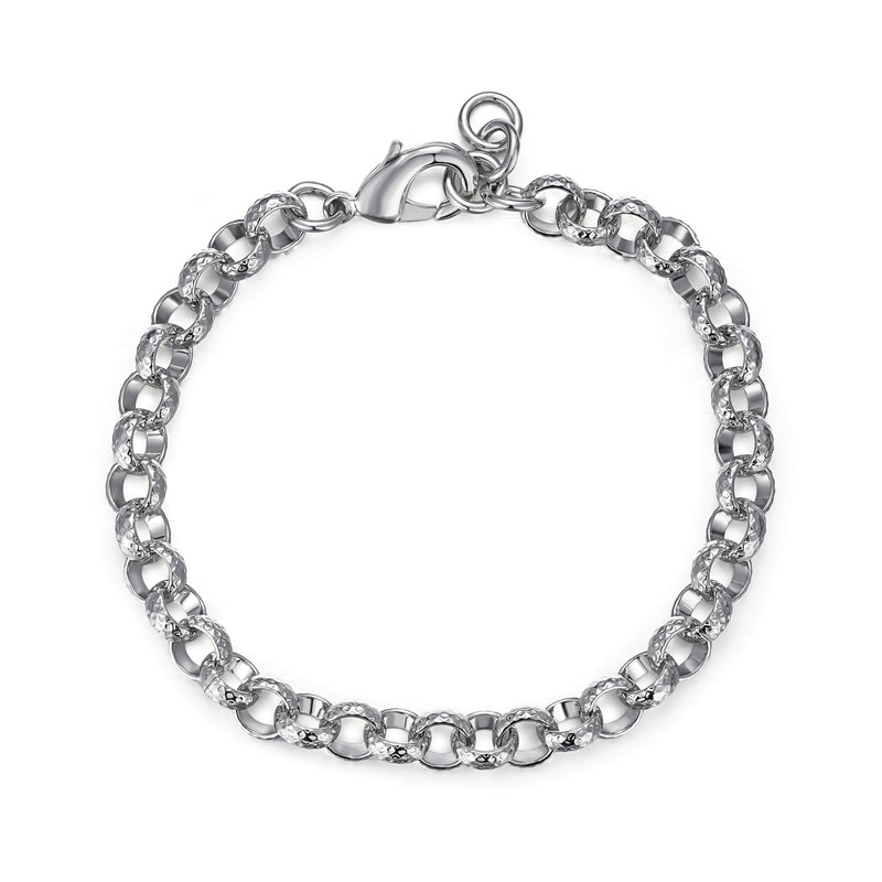 New 9mm Silver Filled Diamond Cut Patterned Belcher Bracelet 6 Inch
