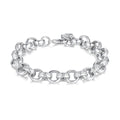 12mm Silver Filled Crystal Pattern Belcher Bracelet 8 Inches