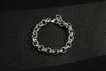 12mm Silver Crystal Pattern Belcher Bracelet Big Links