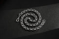 New 12mm Silver Diamond Patterned Belcher Chain With Albert Clasp - 24 Inches