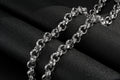 New 12mm Silver Diamond Patterned Belcher Chain With Albert Clasp - 24 Inches