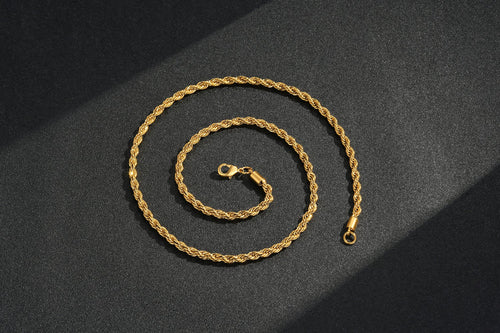 New 4mm Solid Gold Rope Chain – Bold Twisted Design for Men & Women | Available in 20 & 24 Inches
