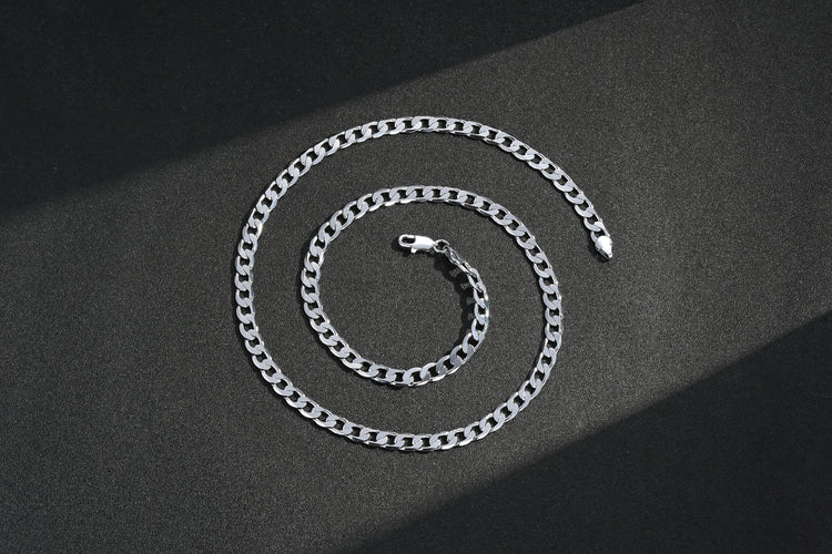 New 6mm Silver Cuban Curb Chain – High Polish Finish – Available in 20 & 24 Inches