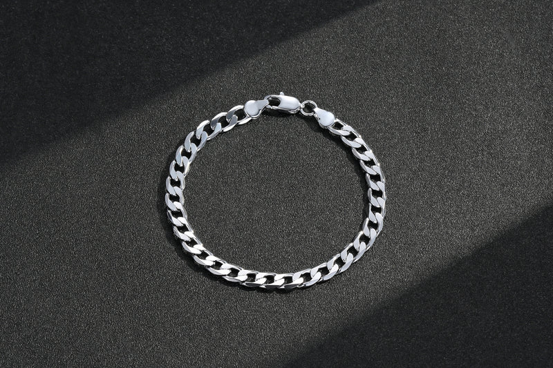 New 6mm Silver Cuban Curb Bracelet – High Polish Finish – 8 Inch | Classic Men's & Women's Wrist Bracelet