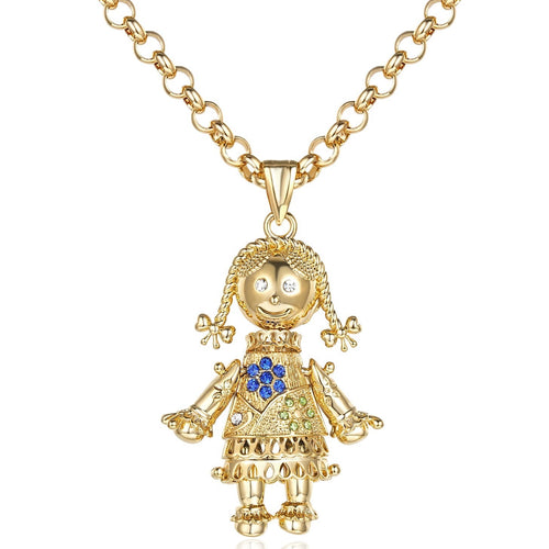 New Gold Filled & Bonded Rag Doll Pendant 5.5mm Gold Smooth Belcher Chain