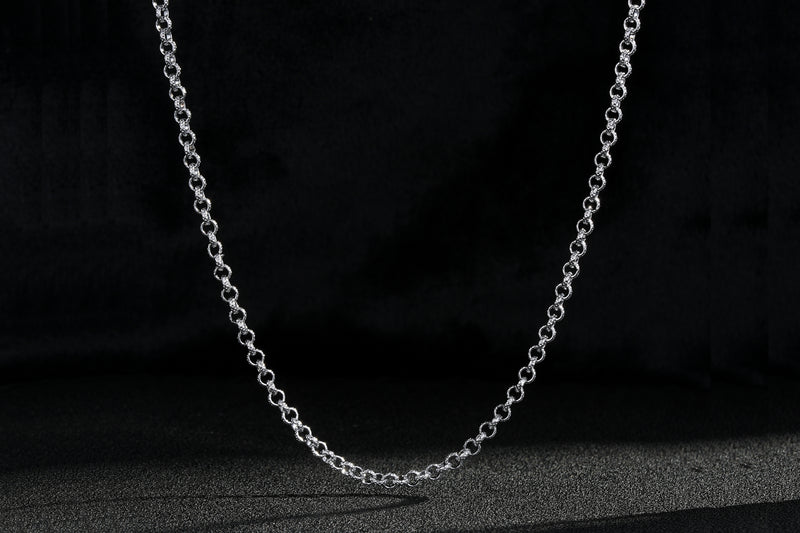 New 4mm Silver Diamond Cut Pattern Belcher Chain – 24 Inch