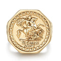 Luxury Gold Filled Hexagon St George Dragon Slayer Sovereign Ring Multiple Sizes