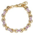 10mm Woman's Two Tone Gold & Silver Pink Gypsy Link Bracelet