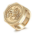 Luxury Gold Filled Hexagon St George Dragon Slayer Sovereign Ring Multiple Sizes