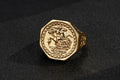 Luxury Gold Filled Hexagon St George Dragon Slayer Sovereign Ring Multiple Sizes