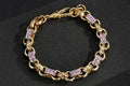 10mm Woman's Two Tone Gold & Silver Pink Gypsy Link Bracelet