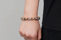 10mm Woman's Two Tone Gold & Silver Pink Gypsy Link Bracelet