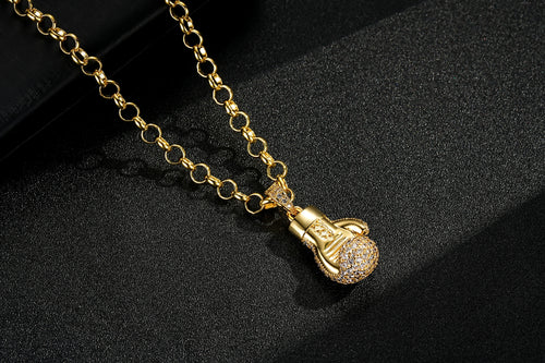 New Premium Gold Filled & Bonded Boxing Glove Pendant With a Belcher Chain - Durable