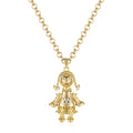 New Gold Rag Doll Pendant with Clear Stones on 22-Inch, 5mm Belcher Chain