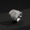 Premium Silver Saddle Adjustable Ring with Stones