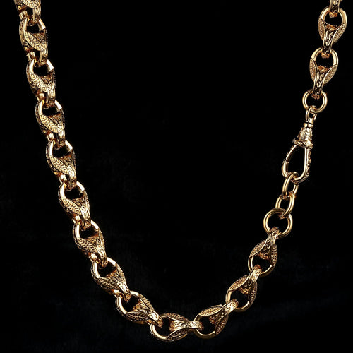 Luxury 9ct Gold Filled XXL 15mm 3D Tulip Chain with Albert Clasp Super Heavy