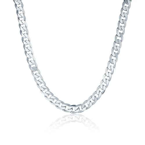 Premium 9mm Silver Cuban Curb Chain Necklace – 20 & 24 Inches, Sleek & Durable
