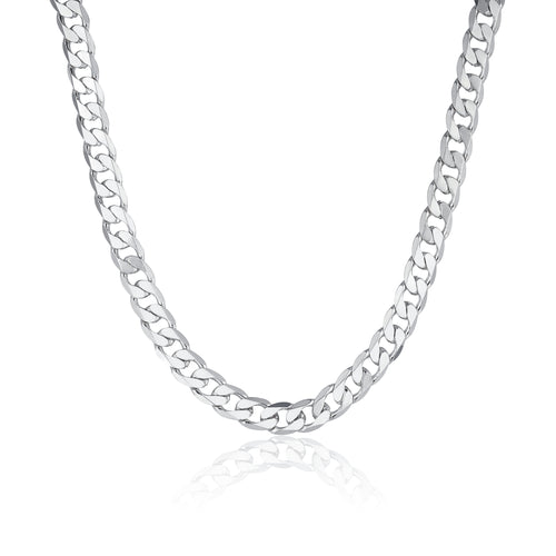 Luxury 9mm Silver Cuban Curb Chain Necklace