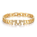8mm Mum Cuban Bracelet Full Link Clear Stones 8” Gift Jewellery for Her