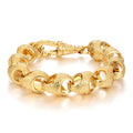 17mm Gold Acorn Link Bracelet 8–8.5” Heavy Patterned XL Statement 104g Jewellery