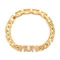 8mm Mum Cuban Bracelet – Full Link, Pink Stones – Fits 8-Inch Wrist - 22g