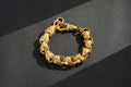 17mm Gold Acorn Link Bracelet 8–8.5” Heavy Patterned XL Statement 104g Jewellery
